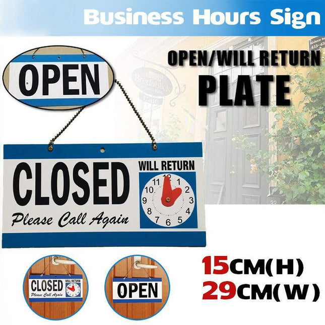 Open - Closed Will Return Sign Business Shop Door Restaurant Hand Crafted Clock Aimall