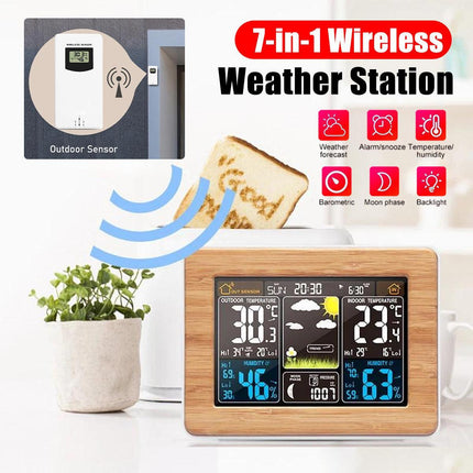 Wireless 7 in 1 Weather Station LCD Display Multifunctional Home Weather Monitor