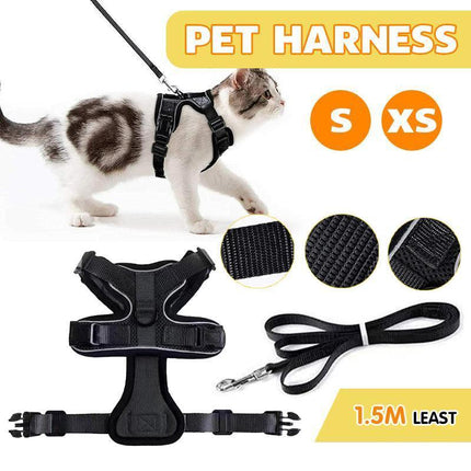 Cat Dog Harness & Leash Walking Escape Proof Adjustable Reflective Vest Harness - Aimall