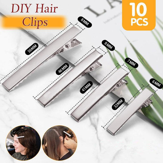 10Pcs Diy Hair Clips Blank Alligator Silver Metal Accessories Kids Women - Aimall