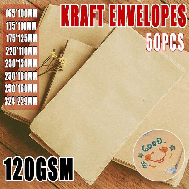 8 Sizes Kraft Envelopes Brown Mailer Standard Business Envelope 120Gsm Au Stock - Aimall
