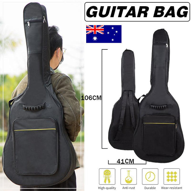 41" Acoustic Guitar Bag Padded Gig Bag Double Straps Backpack Soft Case Black Au - Aimall