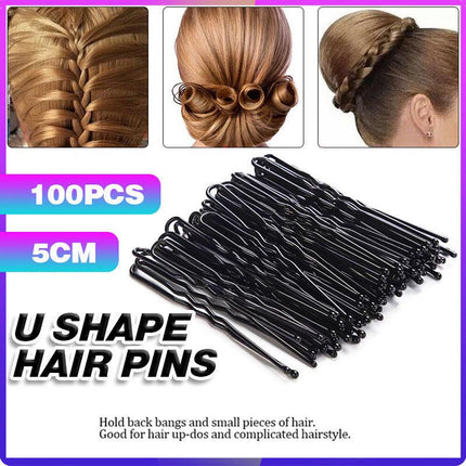 100Pcs 5cm U Shape Hair Pins Bobby Clip Style Bun Tool Womens Girls Accessory - Aimall