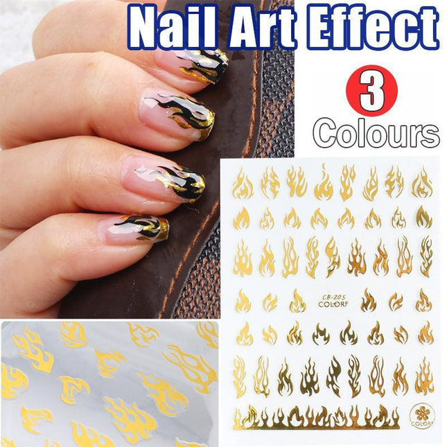 1Pc New 3D Nail Art Stickers Flames Manicure Decals Nail Accessory Au Stock - Aimall