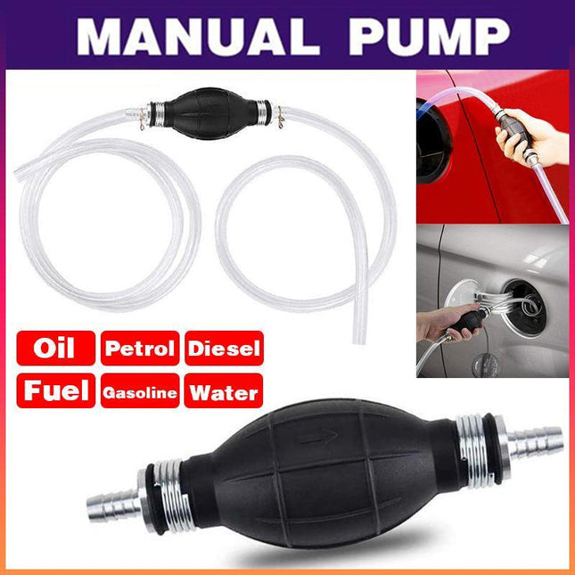 A Manual Water Oil Liquid Syphon Petrol Fuel Transfer Pump Hand Siphon Pipe Hose - Aimall