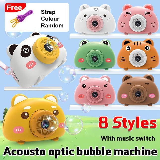 Acousto Optic Bubble Machine Camera Animal-Shaped With Light Music Toy Gift