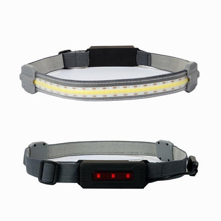 Cob+Led Headlamp Headlight Torch Flashlight Work Light Bar Head Band Lamp Sensor - Aimall