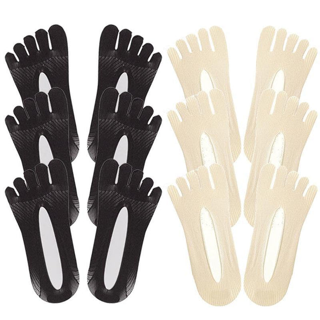 Women's Invisible Five Finger Toe Socks - Ankle Cut No Show Packs - Aimall
