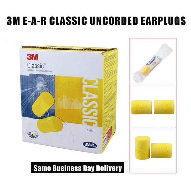 3M E-A-R Classic Uncorded Earplugs 312-1201 NRR29 Class 4 Ear Plugs 5-200 Pairs - Aimall