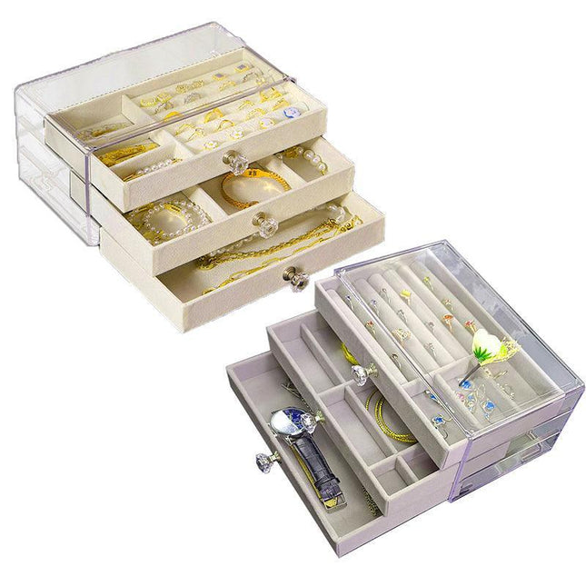 3Tier Acrylic Jewelry Organizer Box Display Drawer Case Earring Necklace Storage - Aimall