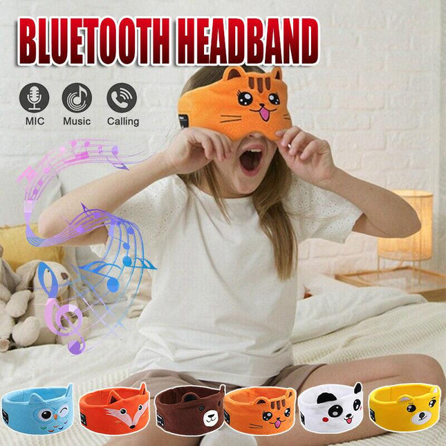Kids Bluetooth Headband Headphone Earphone Wireless Sleeping Music Headwear Cute - Aimall