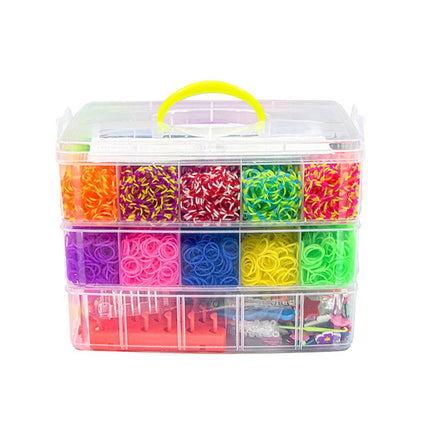 15000Pcs Rainbow Rubber Bands with 3 Layer Storage Case Weaving DIY Craft Set