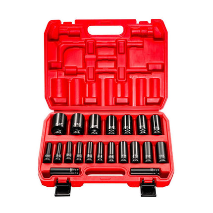 20 Piece Impact Socket Set Half Inch Drive Automotive Repair Workshop Tool Kit