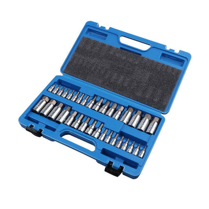 34 Piece Bit Socket Set Hex Torx Spline Chrome Vanadium Steel Mechanic Tool Case