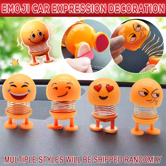 Emoji Car Expression Decoration Shaking Head Auto Cartoon Ornament Spring Swing