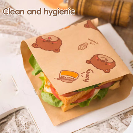 50PCS Sandwich Disposable Paper Bags Food Grade Oil Proof Food Storage Packing