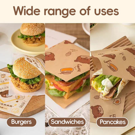 50PCS Sandwich Disposable Paper Bags Food Grade Oil Proof Food Storage Packing
