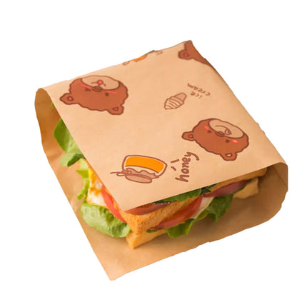 50PCS Sandwich Disposable Paper Bags Food Grade Oil Proof Food Storage Packing