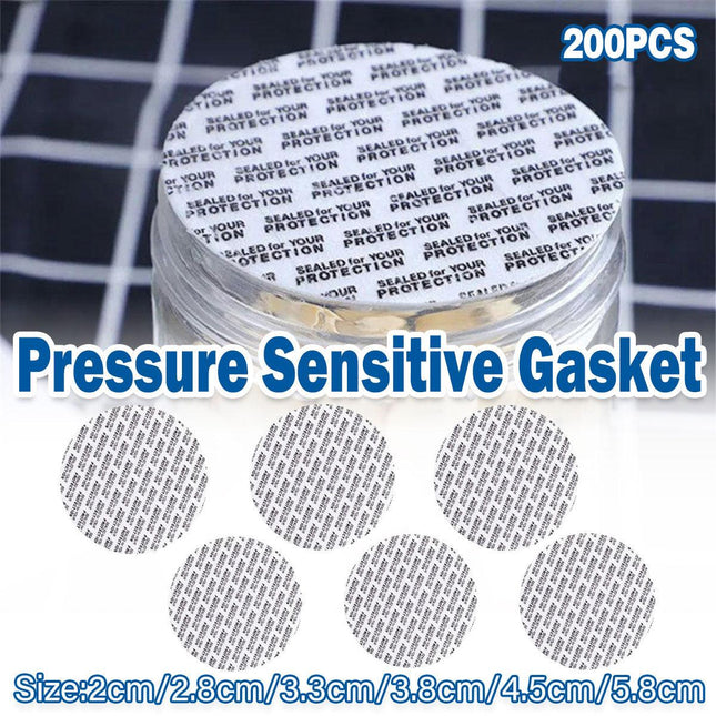 200pcs Pressure Sensitive Gasket Self Adhesive Bottle Cap Sealing Liner for Jars