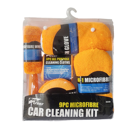9PCS Car Cleaning Kit Microfiber Towel Wax Sponge Wheel Brush Gloves Set Use
