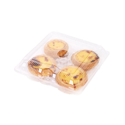 100PCS Transparent Plastic Egg Tart Box Disposable Bakery Packing Container