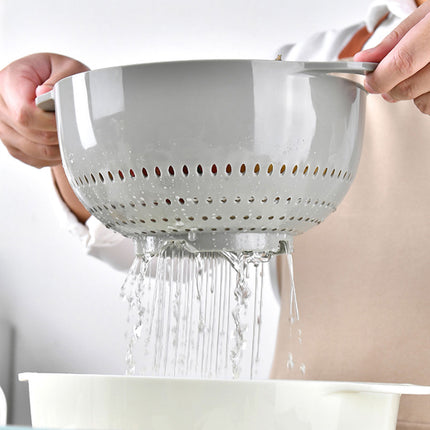 8pcs Plastic Basin Set Drain Basket Washing Mixing Bowl Set Kitchen Baking Tools