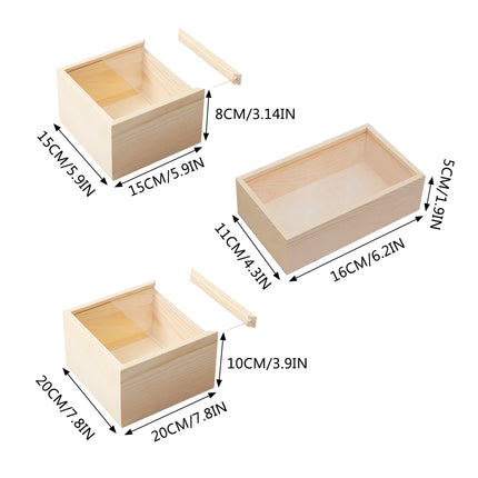 Solid Wood Storage Box with Acrylic Sliding Lid Pull Out Gift Packaging Case