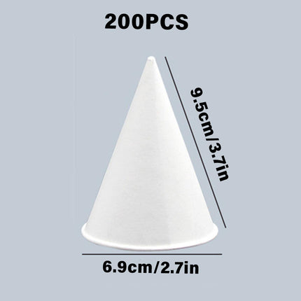 200pcs White Paper Cup Conical Pointed Bottom Small Straight Drink Cup for Water