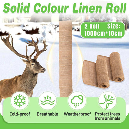 Solid Coloured Linen Wrap 2 Rolls Winter Tree Protection Burlap Garden Cover