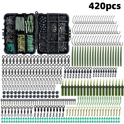 420pcs Carp Fishing Accessories Set Hooks Tackle Gear for Angler Equipment