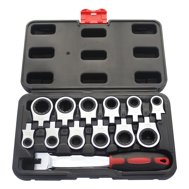 12 In 1 Head Changeable Ratchet Box Wrench Set Home Garage Mechanical Tools Kit