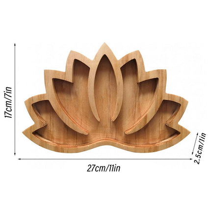 Wooden Crystal Tray Lotus Stone Display Stand Storage Holder for Home Decor