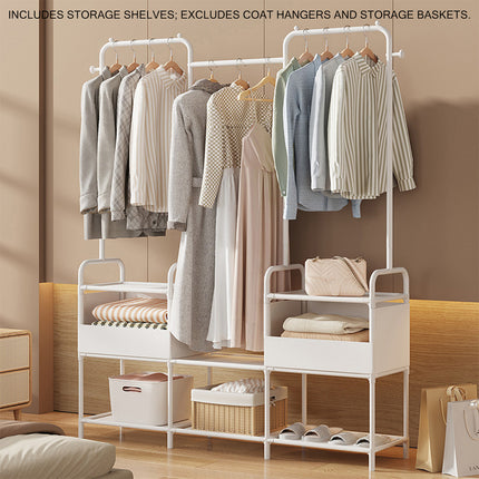 Simple Clothes Rack Steel Frame Non-Woven Fabric Durable for Bedroom Storage Use