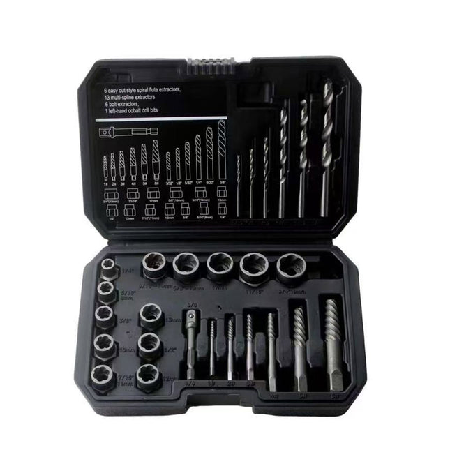 26pcs Multi Size Bolt Extractor Kit Broken Screw Removal Tool Damaged Thread