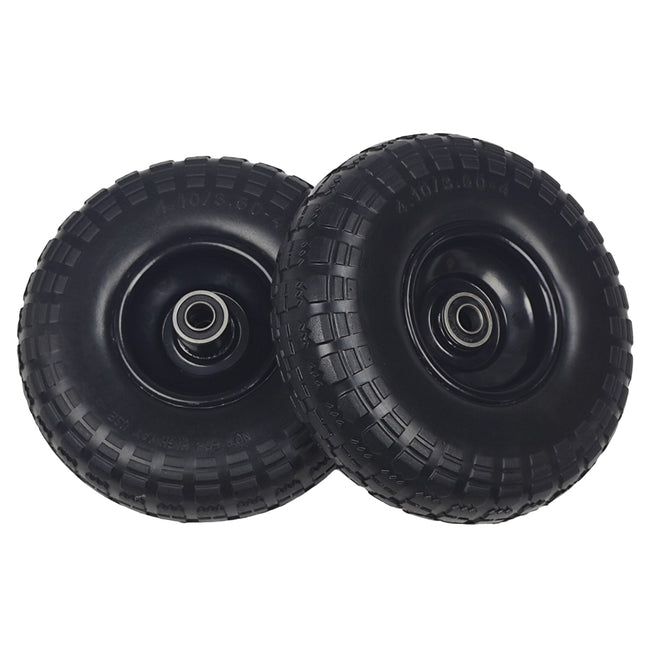2PCS Heavy Duty PU Foam Tires 4.10/3.50-4 Flat Free Wheels For Tool Cart Wagon