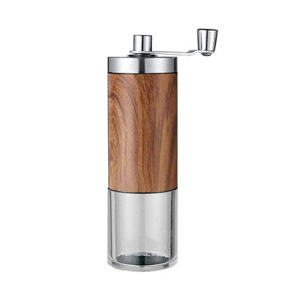 Manual Hand Crank Coffee Grinder Adjustable Burr Mill Wood Grain Portable