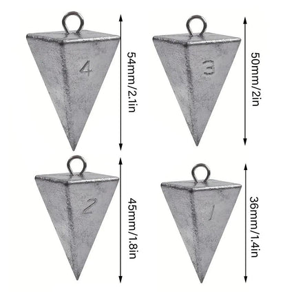 Four Sided Triangular Fishing Lead Sinker with Ring Conical Drop Weight Tackle