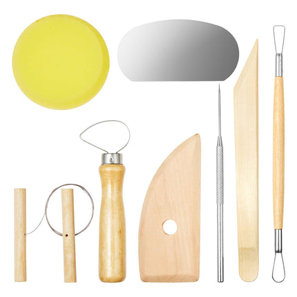 8 Pcs Pottery Sculpting Carving Tool Set with Grey and Yellow Bag