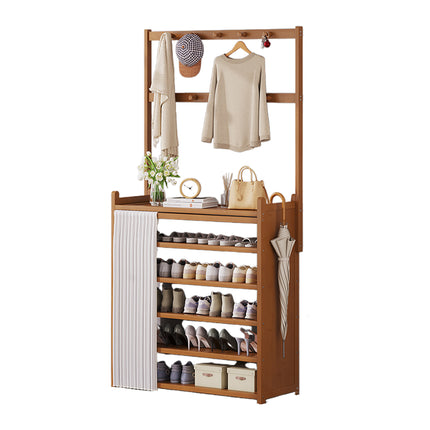 6 Tier Multi Function Fabric Curtain Shoe Rack Clothes Hanger Home Enterway AU
