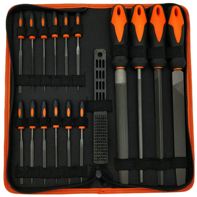 17 PCS Metal File Set Steel Grinding Tool Kit Iron Hand File Round Triangle