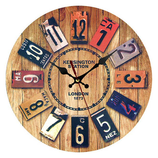 Wooden Wall Clock Round Shape Creative Design For Living Room Bedroom Decoration