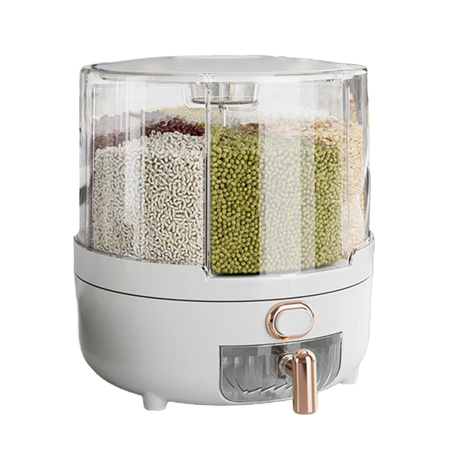 Rotating Grain Dispenser Container 360 Spin PP Multi Compartment 25 x 23.5cm