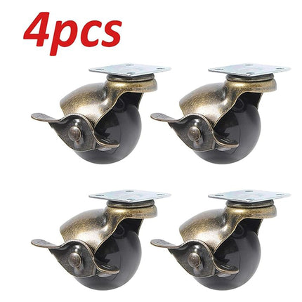4PCS Bronze Furniture Caster Wheels Spherical PP Sofa Brake Universal Roller Set