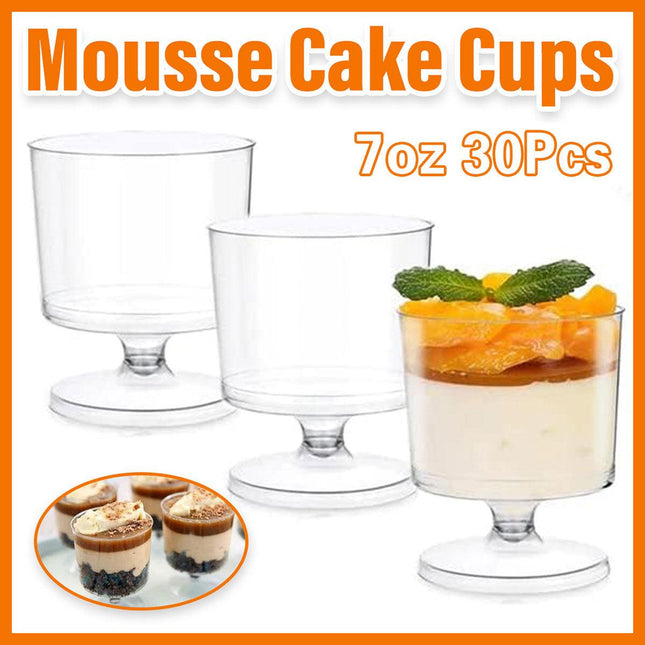 30pcs Clear Hard Plastic Mousse Cake Cup Pudding Ice Cream Dessert Serving Cups
