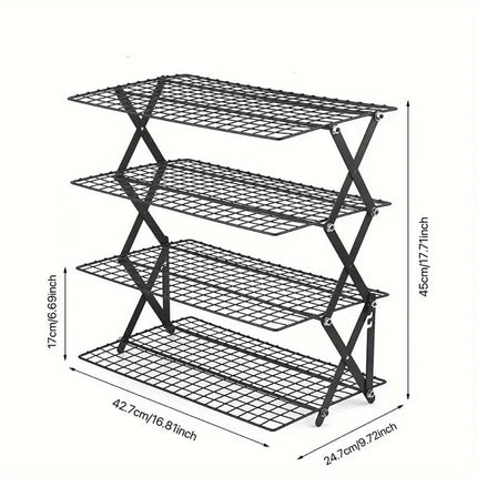 3/4 Tier Camping Dining Rack Iron Shelf Portable Picnic Rack Foldable Storage Table