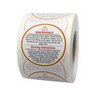5 Rolls Candle Warning Stickers 38mm Round Labels 2500 Pack Black White