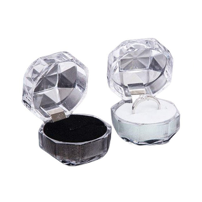 20pcs Acrylic Octagonal Jewelry Ring Earrings Box Transparent Display Cases