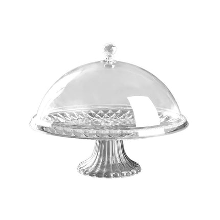 Transparent Fruit Plate with Lid Dustproof Display Stand Pedestal Fruit Bowl for Kitchen