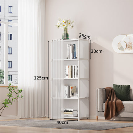 Simple Bookshelf Storage Rack with Dust Proof Curtain for Bedroom Living Room