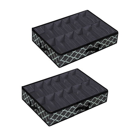 2PCS Shoe Organizer Under Bed Wardrobe Storage Box Zipper Cover Bag Durable